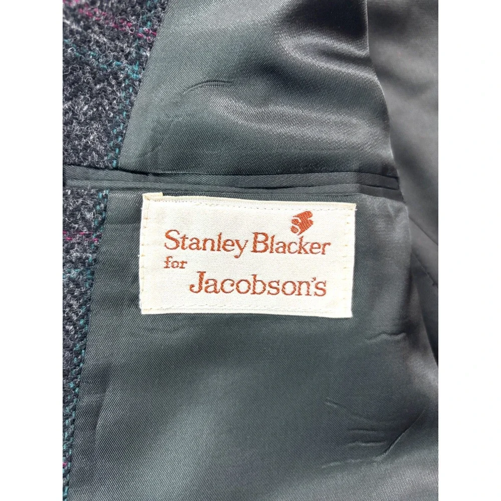 vtg Stanley Blacker 40S Gray Herringbone Tweed Blazer Jacket Sport Coat USA Wool